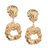 Max Irregular Round Drop Dangle Earrings Statement Punk Ear Studs Golden