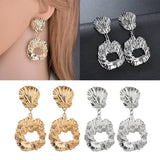 Max Irregular Round Drop Dangle Earrings Statement Punk Ear Studs Golden