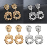 Max Irregular Round Drop Dangle Earrings Statement Punk Ear Studs Golden
