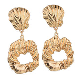 Max Irregular Round Drop Dangle Earrings Statement Punk Ear Studs Golden