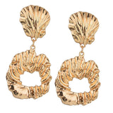 Max Irregular Round Drop Dangle Earrings Statement Punk Ear Studs Golden