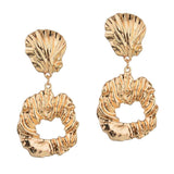 Max Irregular Round Drop Dangle Earrings Statement Punk Ear Studs Golden