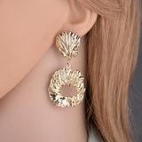 Max Irregular Round Drop Dangle Earrings Statement Punk Ear Studs Golden