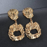 Max Irregular Round Drop Dangle Earrings Statement Punk Ear Studs Golden