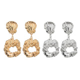 Max Irregular Round Drop Dangle Earrings Statement Punk Ear Studs Golden