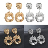 Max Irregular Round Drop Dangle Earrings Statement Punk Ear Studs Golden