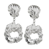 Max Irregular Round Drop Dangle Earrings Statement Punk Ear Studs Silver