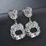 Max Irregular Round Drop Dangle Earrings Statement Punk Ear Studs Silver