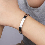 Max Stainless Steel Bracelet Cuff Bangle Round Wristband for Men 8mm Silver