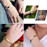 Max Stainless Steel Bracelet Cuff Bangle Round Wristband for Men 8mm Silver