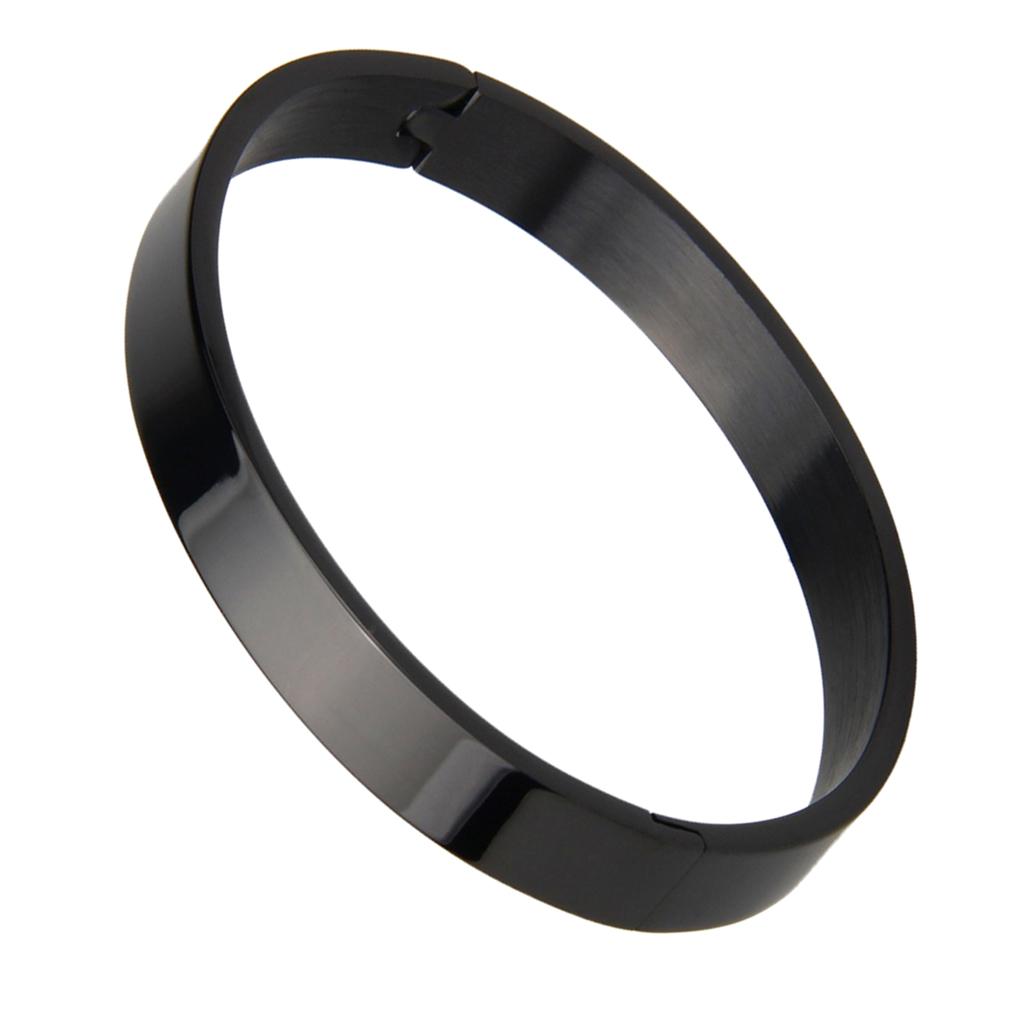 Max Stainless Steel Bracelet Cuff Bangle Round Wristband for Men 8mm Black