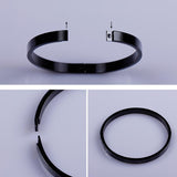 Max Stainless Steel Bracelet Cuff Bangle Round Wristband for Men 8mm Black