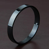 Max Stainless Steel Bracelet Cuff Bangle Round Wristband for Men 8mm Black