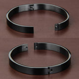 Max Stainless Steel Bracelet Cuff Bangle Round Wristband for Men 8mm Black