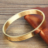 Max Stainless Steel Bracelet Cuff Bangle Round Wristband for Men 8mm Golden