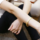 Max Stainless Steel Bracelet Cuff Bangle Round Wristband for Men 8mm Golden