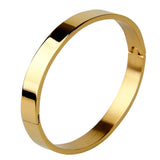 Max Stainless Steel Bracelet Cuff Bangle Round Wristband for Men 8mm Golden