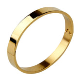 Max Stainless Steel Bracelet Cuff Bangle Round Wristband for Men 8mm Golden