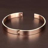 Max Stainless Steel Bracelet Cuff Bangle Round Wristband for Men 8mm Rose Gold