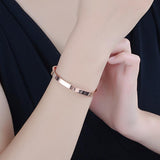 Max Stainless Steel Bracelet Cuff Bangle Round Wristband for Men 8mm Rose Gold