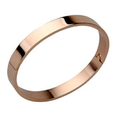 Max Stainless Steel Bracelet Cuff Bangle Round Wristband for Men 8mm Rose Gold