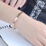Max Stainless Steel Bracelet Cuff Bangle Round Wristband for Men 8mm Rose Gold