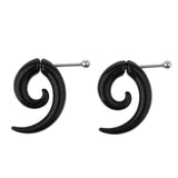 Max 1 Pair Black Acrylic Fake Spiral Snail U-shaped Ear Expander Stud 16g 5mm