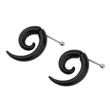 Max 1 Pair Black Acrylic Fake Spiral Snail U-shaped Ear Expander Stud 16g 5mm
