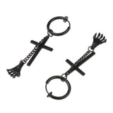 Max Mens Dangle Earrings Cross Hands Pendant Stainless Steel Hoop ear clip