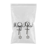 Max Black Stainless Steel Cross Hexagram Star Charms Drop Earring Piercing