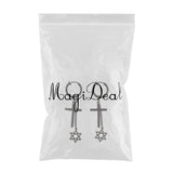 Max Black Stainless Steel Cross Hexagram Star Charms Drop Earring Non-piercing