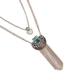 Maxbell 1pc Retro Pop Crystal Turquoise Tassel Sweater Chain Necklace Jewelry Golden