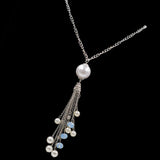 Max Vintage Necklace Sweater Chain Tassel Pendant Necklace for Women Silver