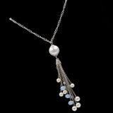 Max Vintage Necklace Sweater Chain Tassel Pendant Necklace for Women Silver