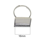 Max 10 Pieces 16mm Square Ring Base DIY Adjustable for Jewelry Making Silver