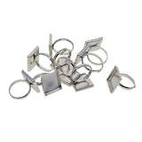 Max 10 Pieces 16mm Square Ring Base DIY Adjustable for Jewelry Making Silver