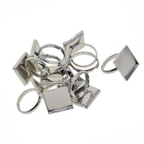 Max 10 Pieces 16mm Square Ring Base DIY Adjustable for Jewelry Making Silver