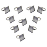 Max 10 Pieces 16mm Square Ring Base DIY Adjustable for Jewelry Making Silver