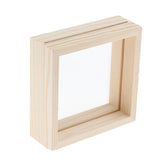 Creative double-sided glass specimen transparent wooden frame 11.4 x 11.4cm