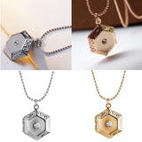 Max Vintage Openable Hexagon Pendant Photo Frame Locket Necklace Jewelry Silver