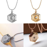 Max Vintage Openable Hexagon Pendant Photo Frame Locket Necklace Jewelry Silver