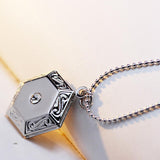 Max Vintage Openable Hexagon Pendant Photo Frame Locket Necklace Jewelry Silver