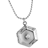 Max Vintage Openable Hexagon Pendant Photo Frame Locket Necklace Jewelry Silver