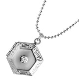 Max Vintage Openable Hexagon Pendant Photo Frame Locket Necklace Jewelry Silver