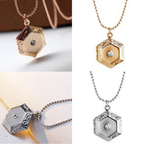 Max Vintage Openable Hexagon Pendant Photo Frame Locket Necklace Jewelry Silver