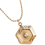 Max Vintage Openable Hexagon Pendant Photo Frame Locket Necklace Jewelry Gold