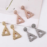Max Fashion Alloy Metal Geometric Triangle Earrings Big Dangle Earring Silver