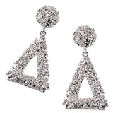 Max Fashion Alloy Metal Geometric Triangle Earrings Big Dangle Earring Silver