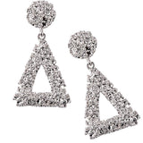 Max Fashion Alloy Metal Geometric Triangle Earrings Big Dangle Earring Silver