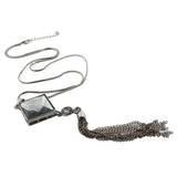 Max Fashion Geometric Diamond Crystal Long Necklace Sweater Chain rhombus Black